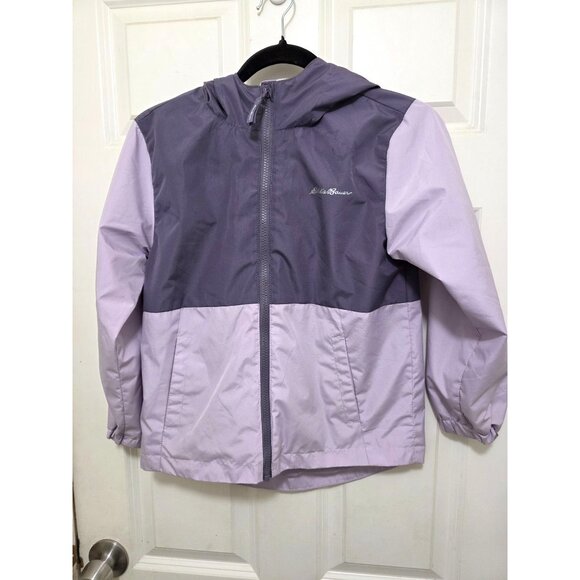 Eddie Bauer Girls Lightweight Waterproof Wing Breaker Jacket Hood Lavender Size - Picture 2 of 10